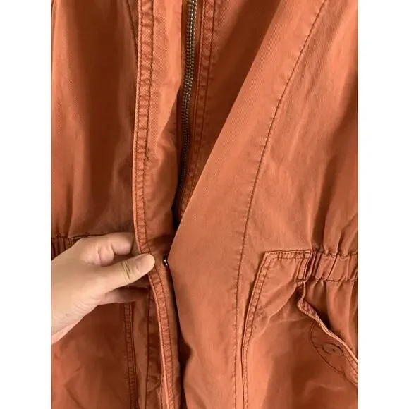 Anthropologie Longline Anorak Parka Cargo Jacket Coat M Rust Hooded Coat - Picture 10 of 16